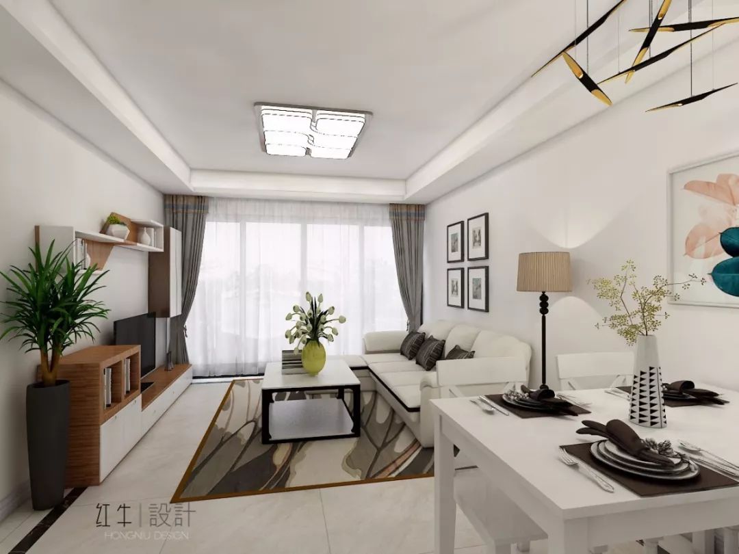 南京四季金輝90平米現(xiàn)代簡約風格裝修  跳躍色彩讓空間更靈動01