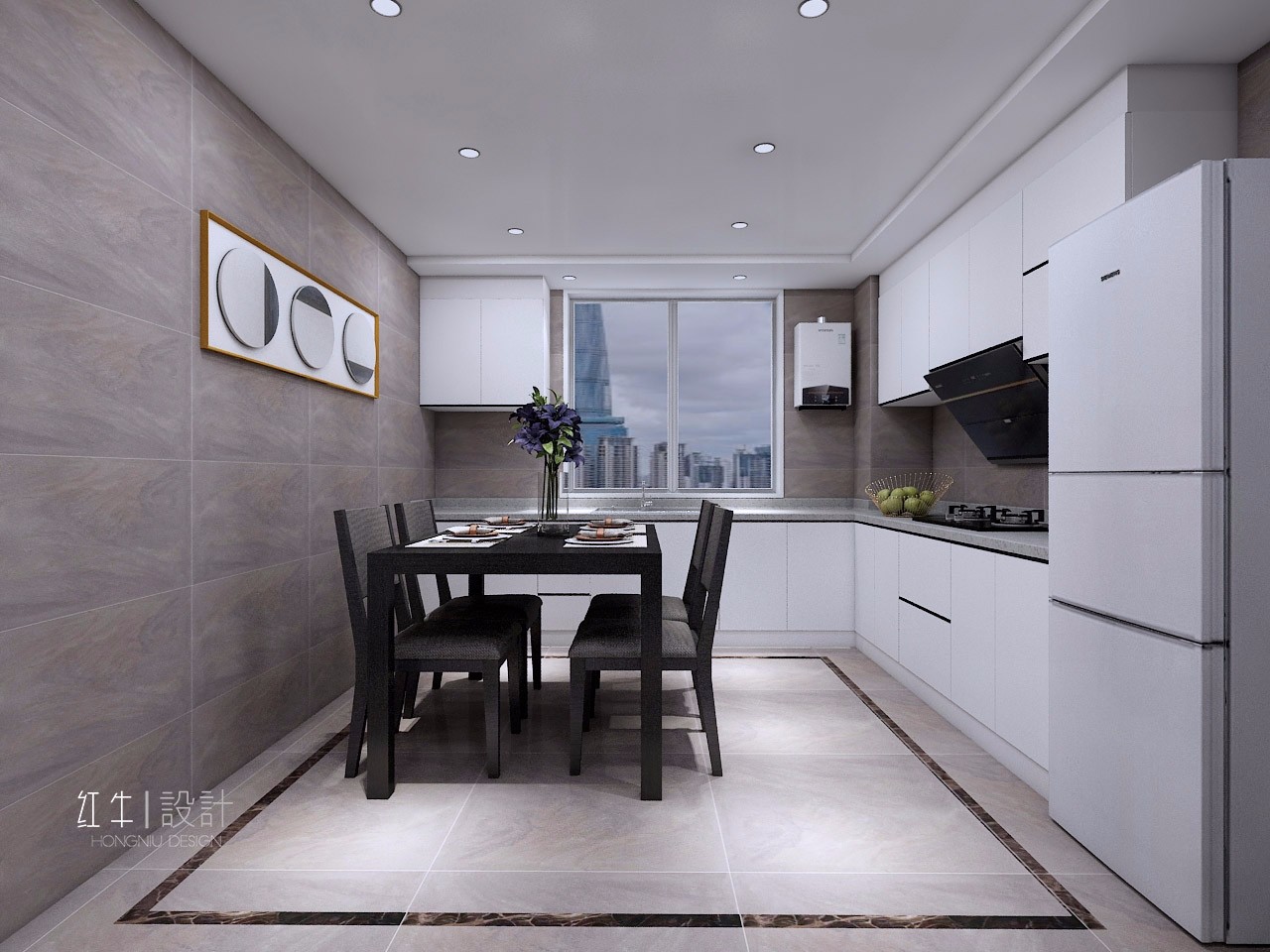 南京保利國(guó)際社區(qū)95平米現(xiàn)代簡(jiǎn)約風(fēng)格裝修04餐廳_水印