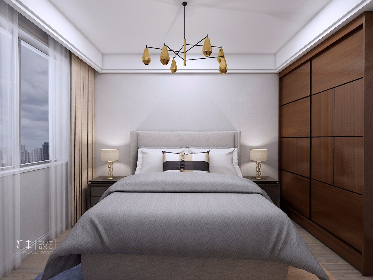 南京保利國(guó)際社區(qū)95平米現(xiàn)代簡(jiǎn)約風(fēng)格裝修05主臥_水印