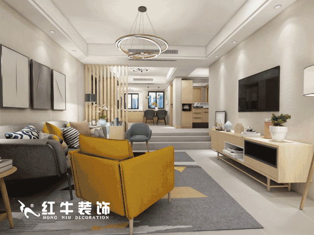 南京明月港灣105平米北歐風(fēng)格裝修  擁有獨(dú)立衣帽間與書房05效果圖_水印