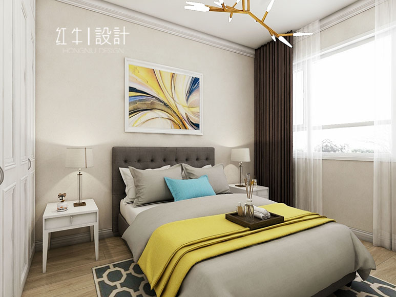 水印580_劉萍萍_南京市江寧區(qū)五礦瀾悅方山115㎡簡約現(xiàn)代風格裝修_次臥南1