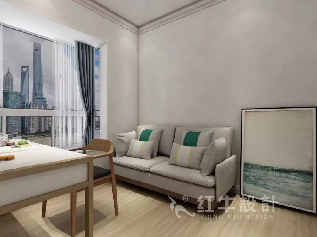 南京老房翻新--即便少掉一個(gè)衛(wèi)生間，也要單獨(dú)的衣帽間！17仇美蓉_康盛花園115㎡輕奢風(fēng)格裝修效果圖_書房