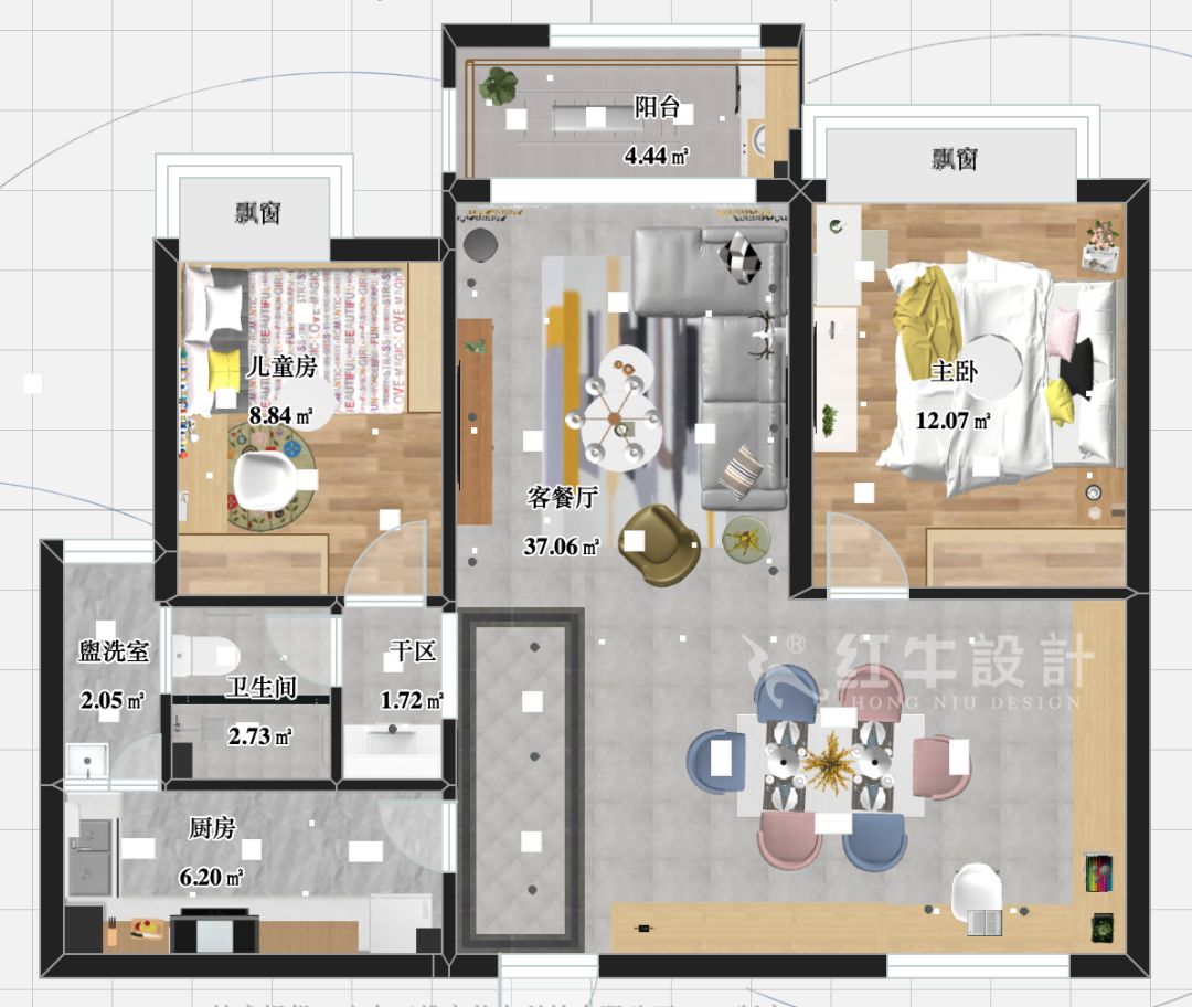 南京萬達茂99㎡北歐風格--摒棄繁瑣的裝飾，打造簡潔明亮的家居空間！02▲平面圖