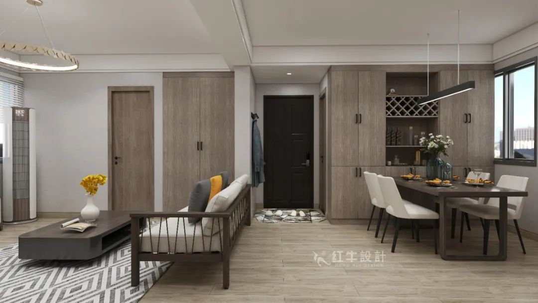 劉萍萍_花崗鴻福城132㎡現(xiàn)代簡約風(fēng)格_兩套小戶型打通變大宅，中西雙廚房+衣帽間打造品質(zhì)生活！05客餐廳