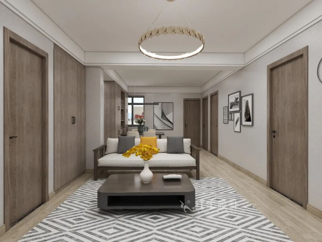 劉萍萍_花崗鴻福城132㎡現(xiàn)代簡約風(fēng)格_兩套小戶型打通變大宅，中西雙廚房+衣帽間打造品質(zhì)生活！06客餐廳