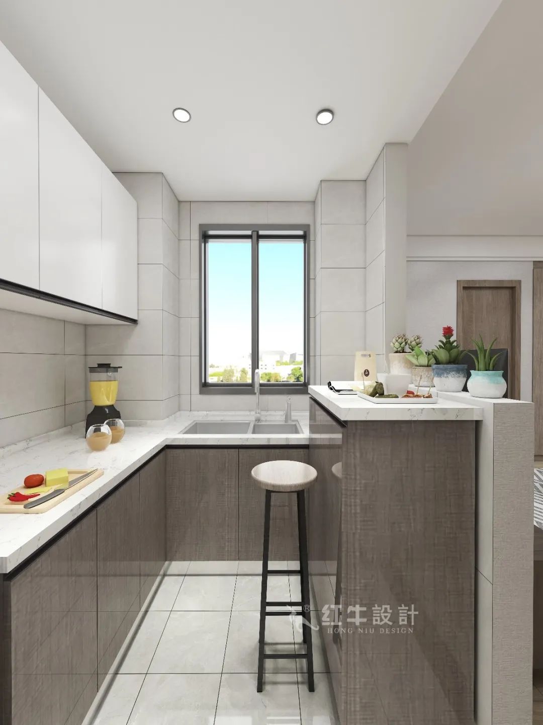 劉萍萍_花崗鴻福城132㎡現(xiàn)代簡約風(fēng)格_兩套小戶型打通變大宅，中西雙廚房+衣帽間打造品質(zhì)生活！08開放式廚房