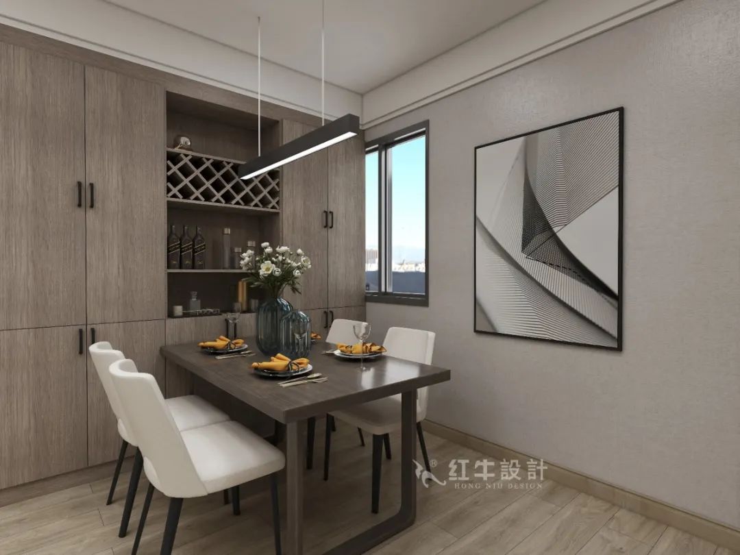 劉萍萍_花崗鴻福城132㎡現(xiàn)代簡約風(fēng)格_兩套小戶型打通變大宅，中西雙廚房+衣帽間打造品質(zhì)生活！09餐廳