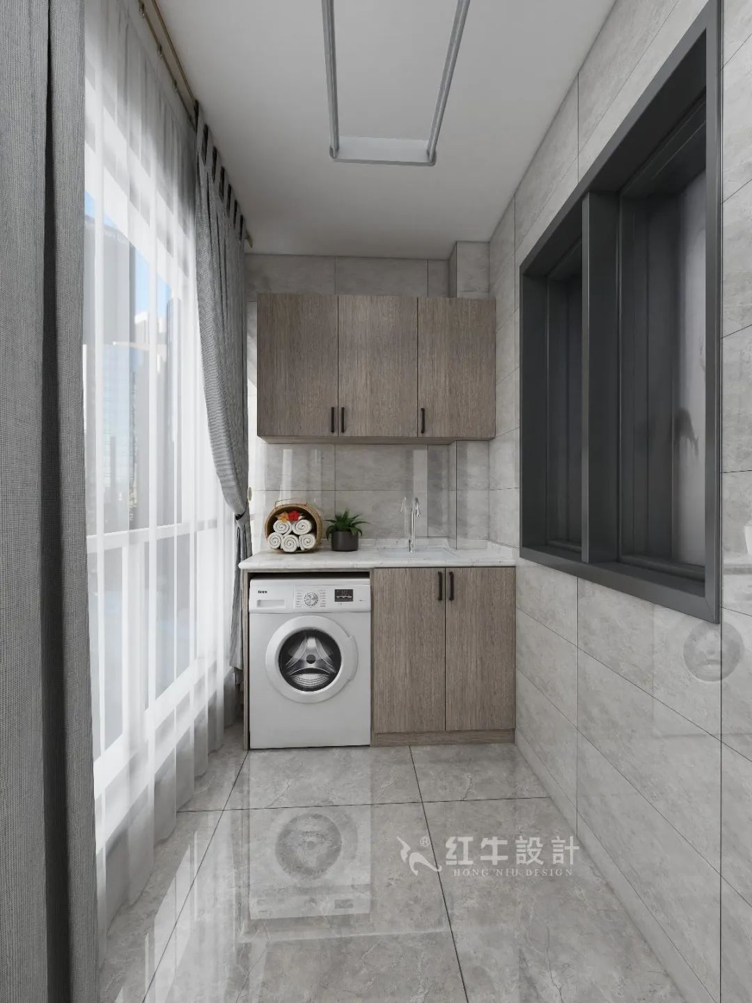 劉萍萍_花崗鴻福城132㎡現(xiàn)代簡約風(fēng)格_兩套小戶型打通變大宅，中西雙廚房+衣帽間打造品質(zhì)生活！11陽臺