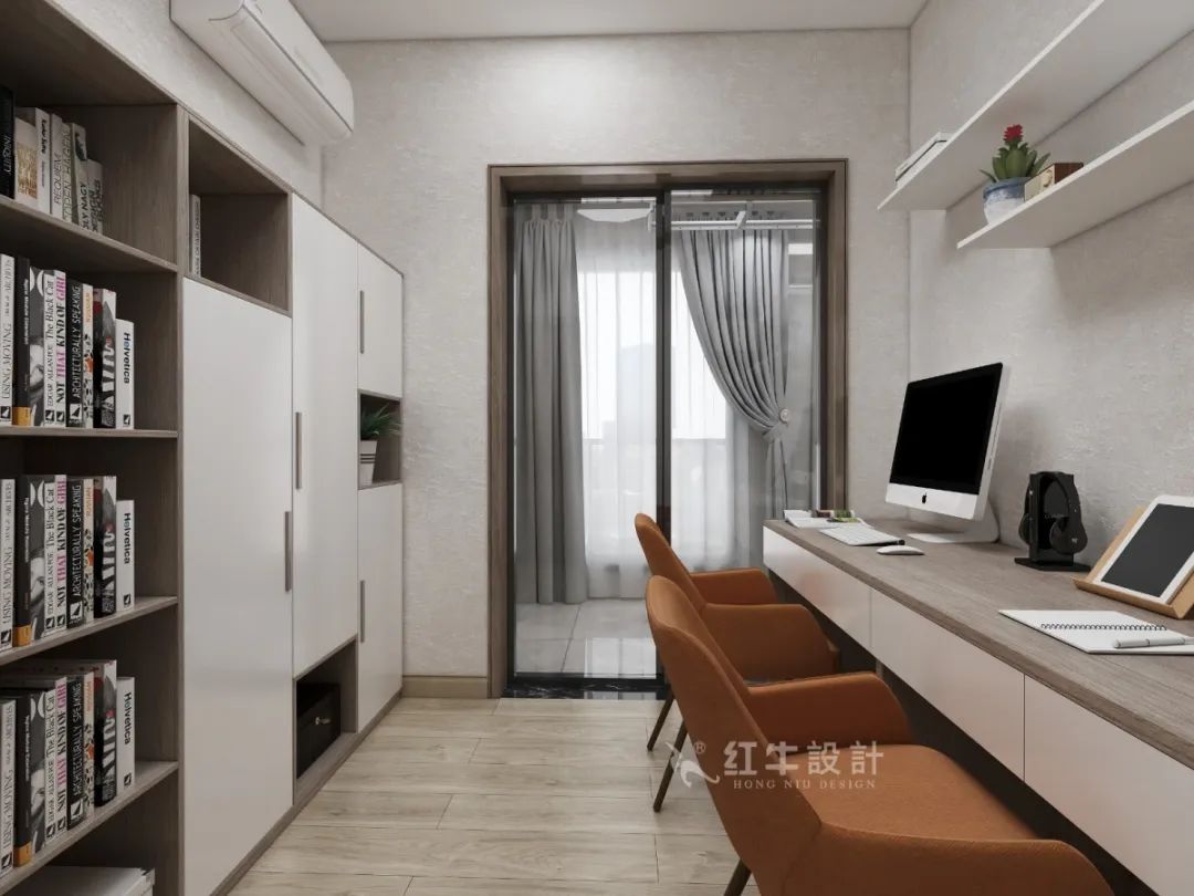 劉萍萍_花崗鴻福城132㎡現(xiàn)代簡約風(fēng)格_兩套小戶型打通變大宅，中西雙廚房+衣帽間打造品質(zhì)生活！12書房
