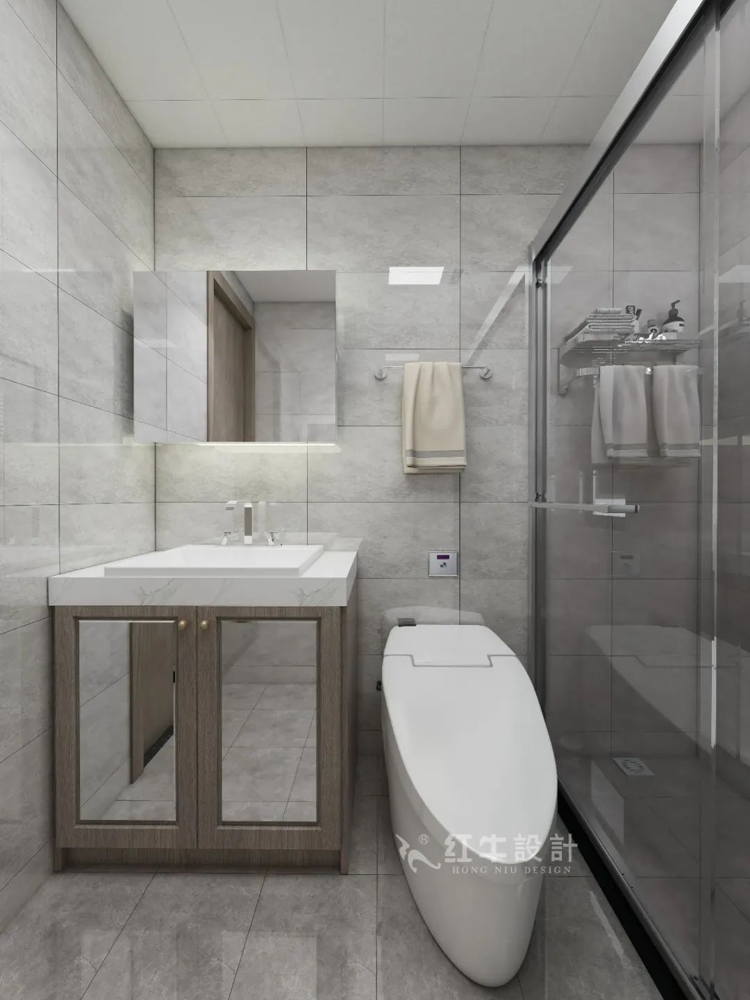 劉萍萍_花崗鴻福城132㎡現(xiàn)代簡約風(fēng)格_兩套小戶型打通變大宅，中西雙廚房+衣帽間打造品質(zhì)生活！17衛(wèi)生間
