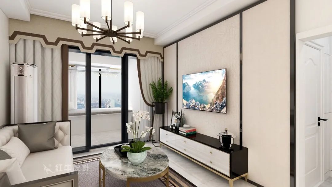 魏明花_明發(fā)財(cái)富中心63㎡新中式風(fēng)格--小戶型大利用03客廳