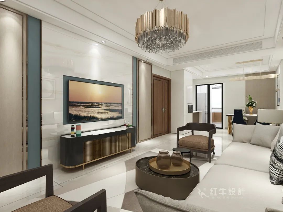 賈庭_紅牛設(shè)計(jì)--大名城 · 紫金九號(hào)100㎡后現(xiàn)代奢華06效果圖欣賞_客廳