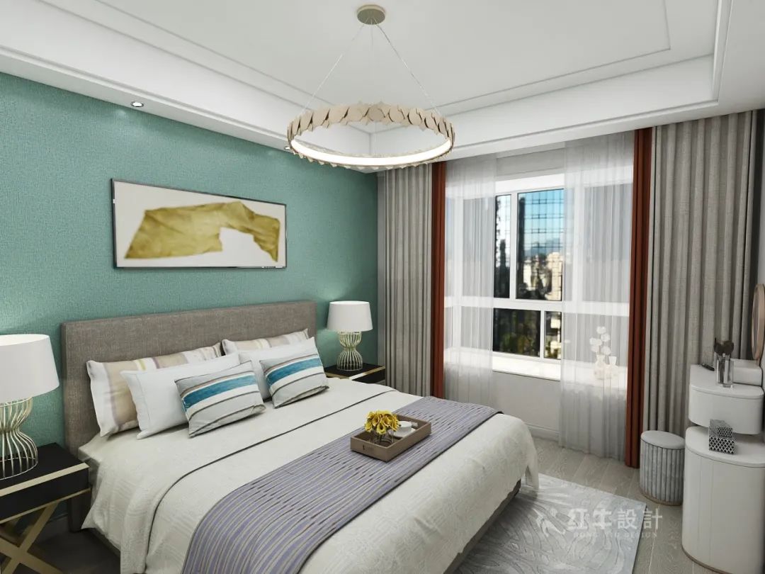 賈庭_紅牛設(shè)計(jì)--大名城 · 紫金九號(hào)100㎡后現(xiàn)代奢華07效果圖欣賞_主臥