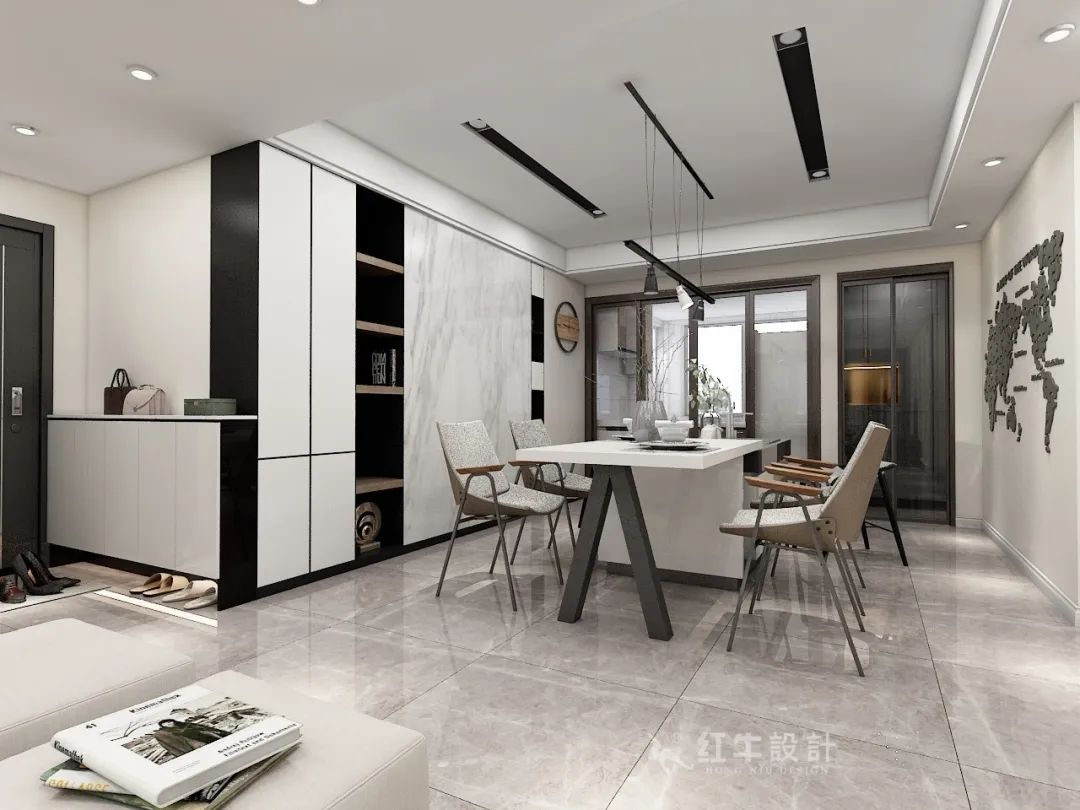 仇美蓉_紅牛設(shè)計--大名城 · 紫金九號128㎡現(xiàn)代簡約05效果圖欣賞_餐廳