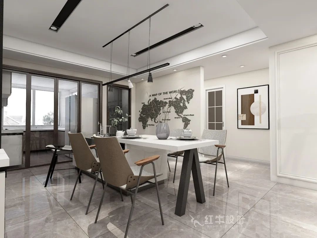 仇美蓉_紅牛設(shè)計--大名城 · 紫金九號128㎡現(xiàn)代簡約08效果圖欣賞_餐廳