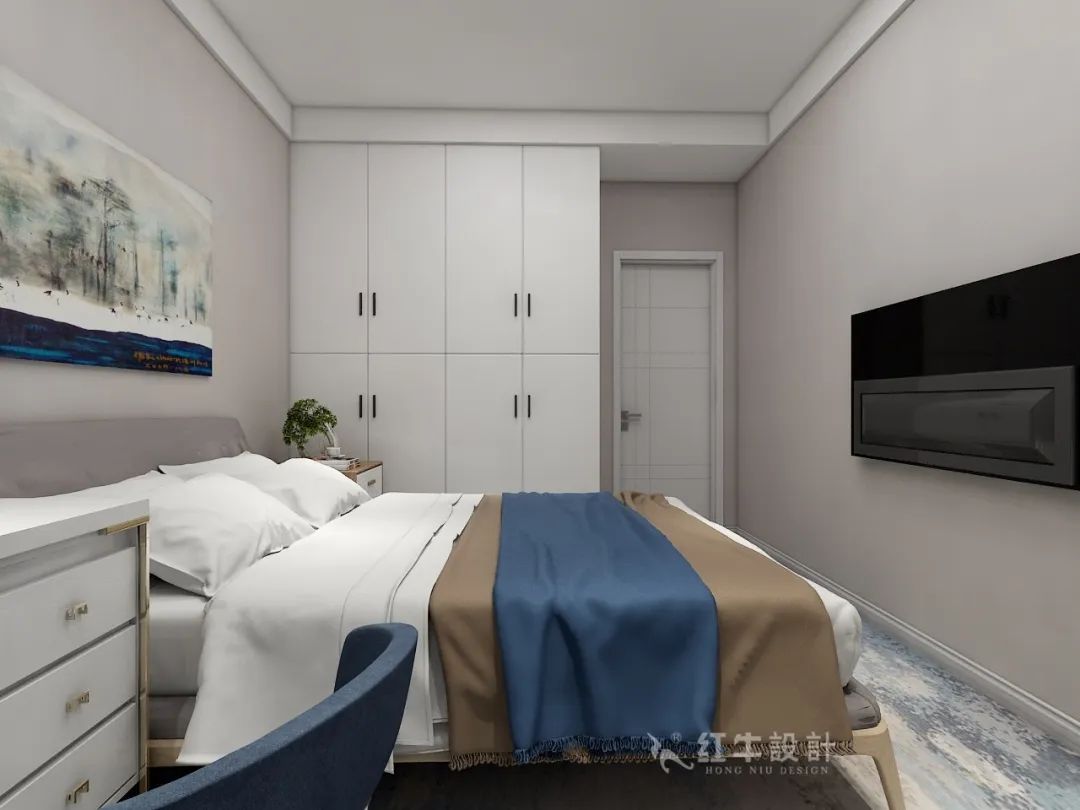 仇美蓉_紅牛設(shè)計--大名城 · 紫金九號128㎡現(xiàn)代簡約10效果圖欣賞_臥室