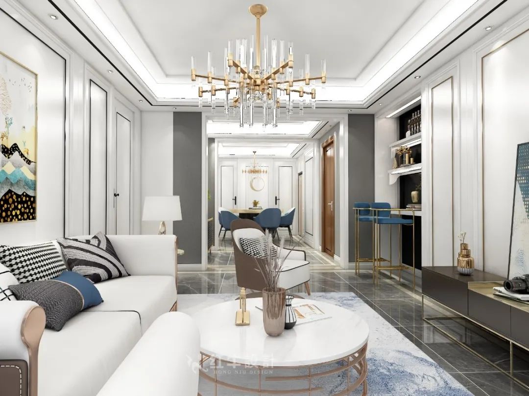 顧娟_紅牛設(shè)計(jì)--中垠紫金官邸137㎡(F戶型)輕奢風(fēng)格01客廳