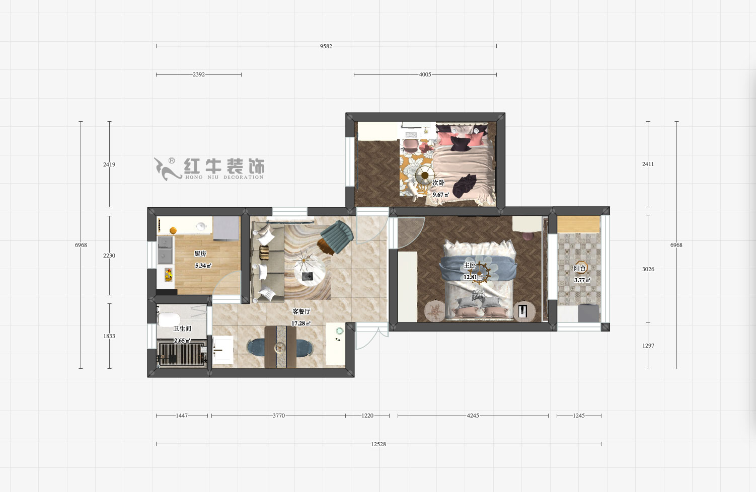 朱明琪_華隆新寓45-201-66㎡-簡歐風(fēng)格_平面+logo