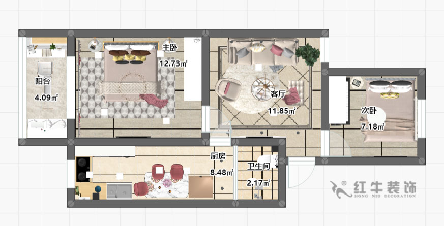 朱明琪_龍蟠中路550-302-57㎡-現(xiàn)代風格_彩平面+logo
