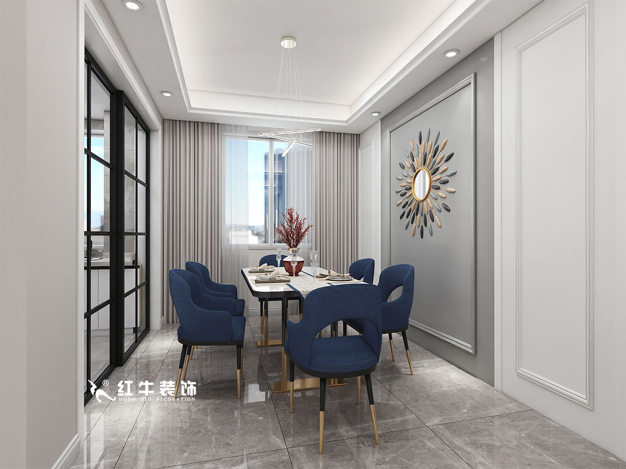 顧娟_金地都會(huì)意境118㎡現(xiàn)代風(fēng)格--弧形沙發(fā)設(shè)計(jì)，獨(dú)特有創(chuàng)意！05餐廳設(shè)計(jì)