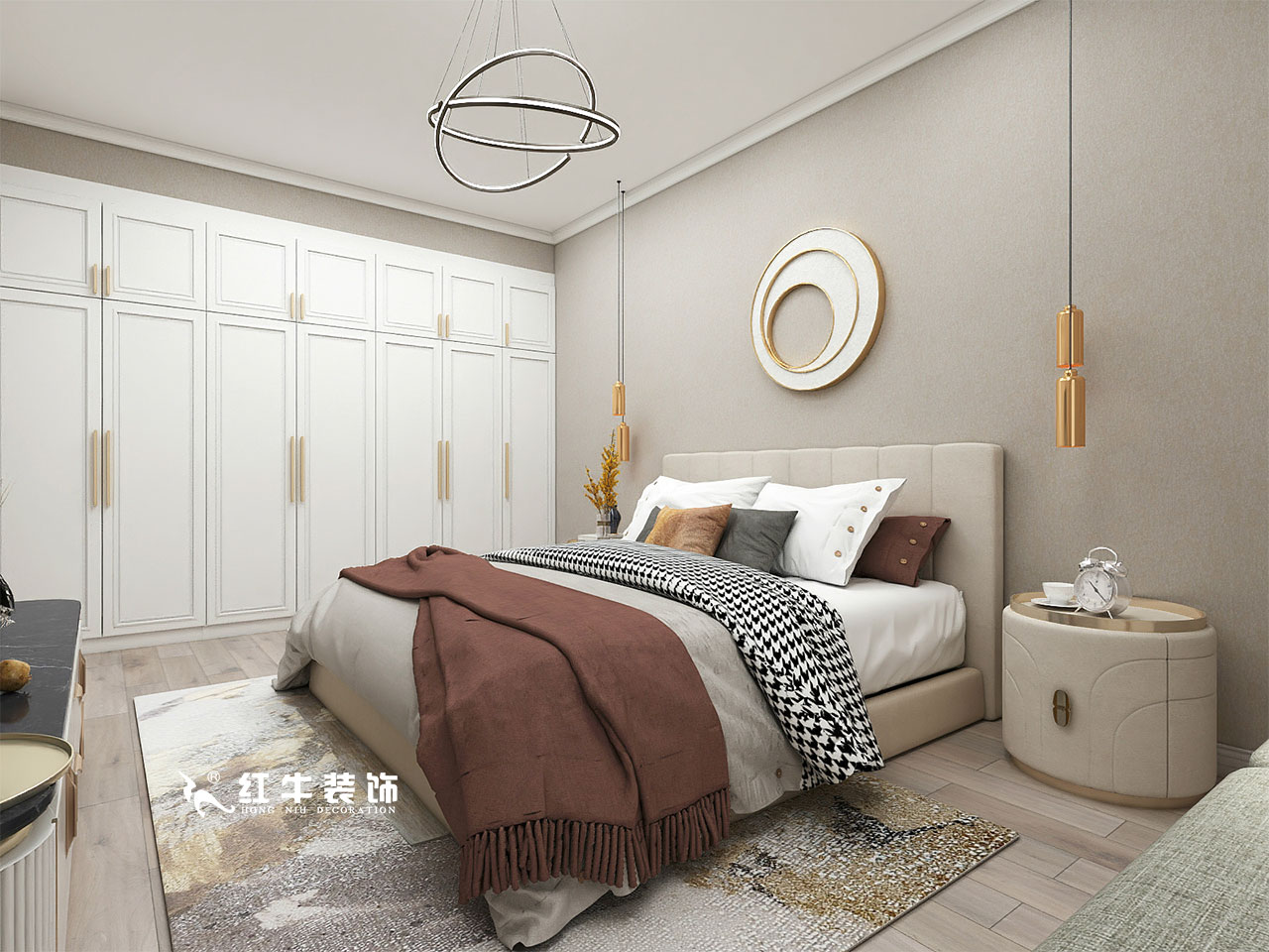 顧娟_金地都會(huì)意境118㎡現(xiàn)代風(fēng)格--弧形沙發(fā)設(shè)計(jì)，獨(dú)特有創(chuàng)意！07主臥設(shè)計(jì)