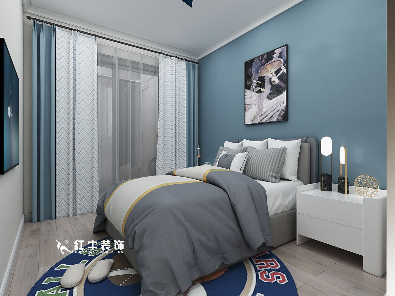 顧娟_金地都會(huì)意境118㎡現(xiàn)代風(fēng)格--弧形沙發(fā)設(shè)計(jì)，獨(dú)特有創(chuàng)意！09客臥設(shè)計(jì)