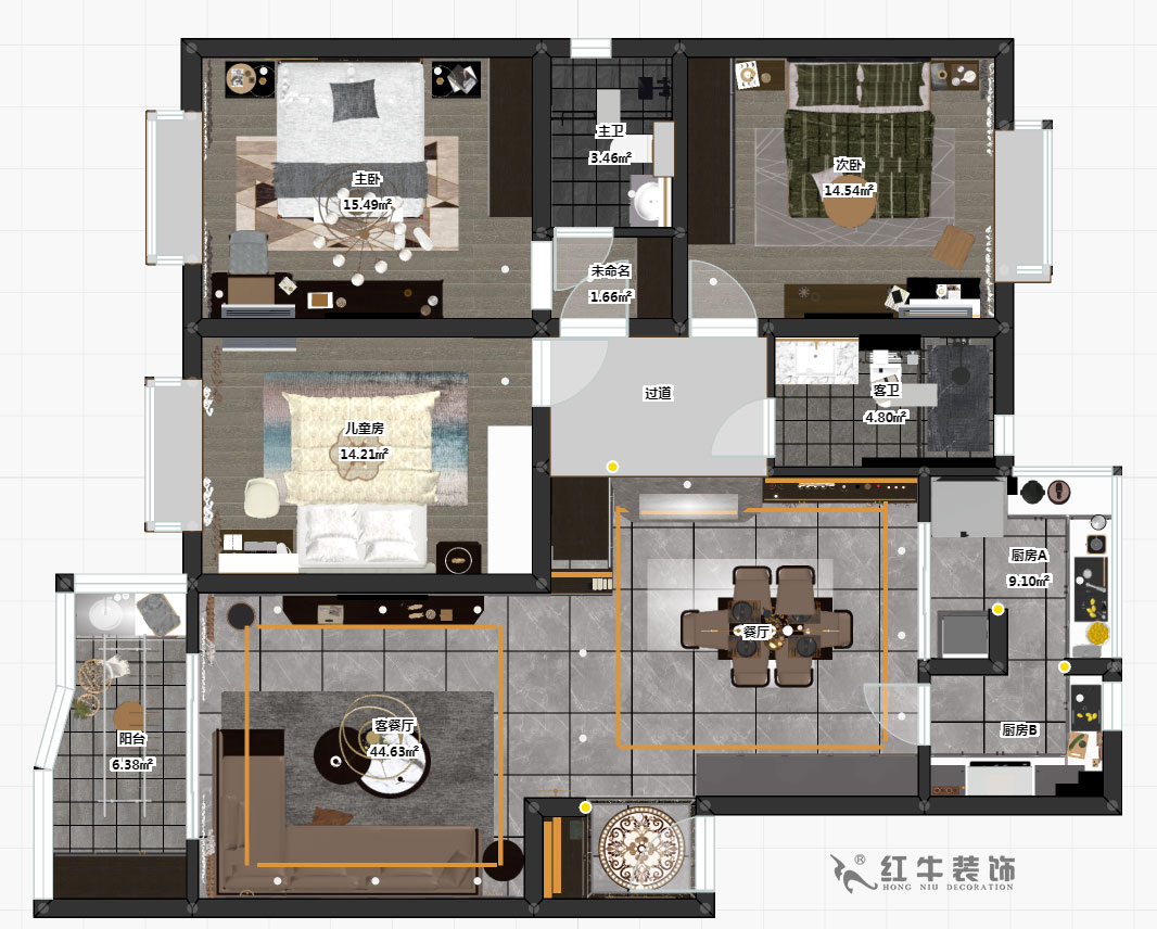 郭志成_楓丹白露24-202-130㎡-輕奢簡美風(fēng)格_3室2廳2衛(wèi)(老房裝修)_定制家¥201600_00_03彩平圖