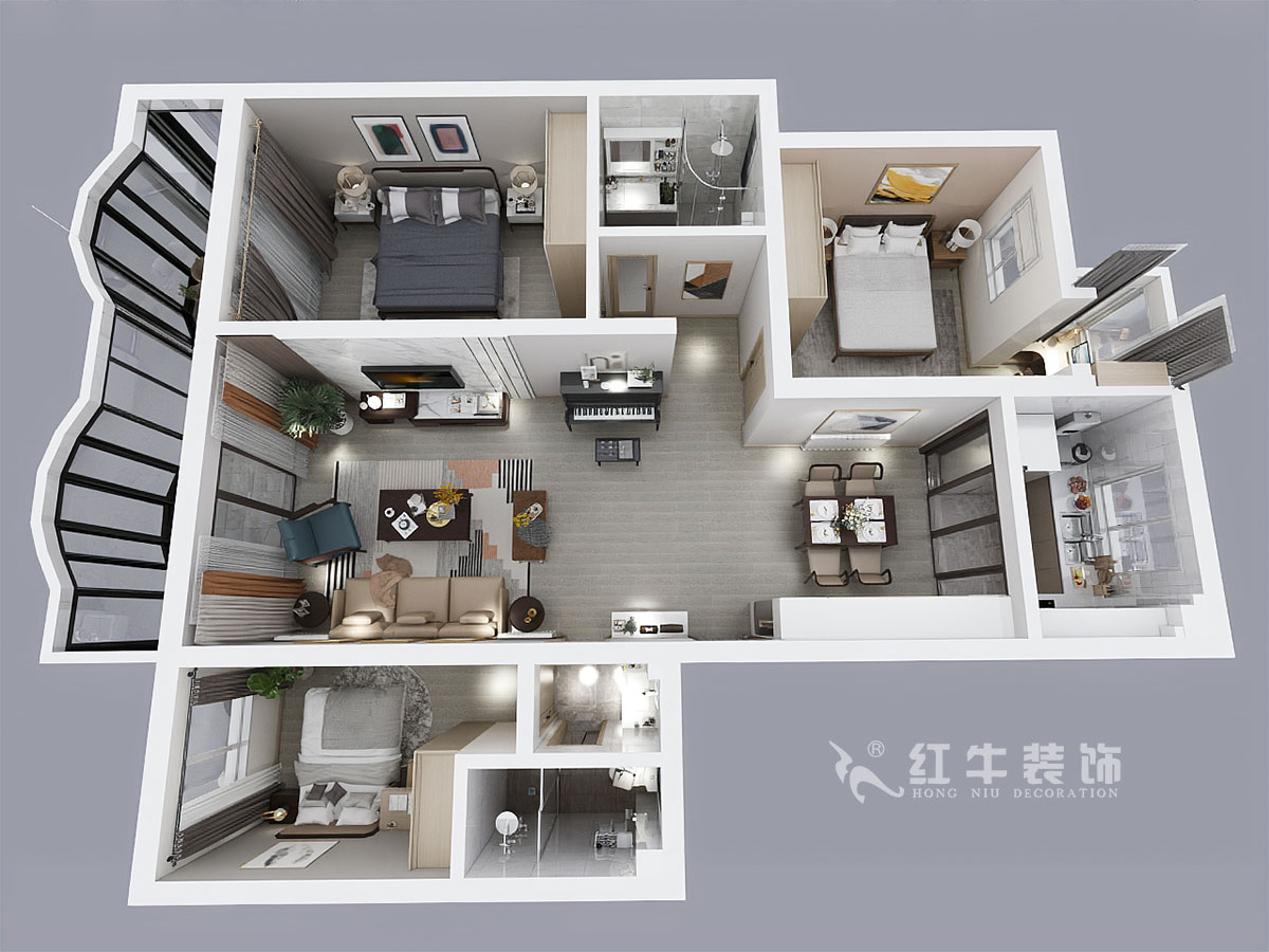 仇美蓉_半山花園4-2-304-125㎡-現(xiàn)代風格_3室2廳2衛(wèi)（老房裝修）_定制家￥184867_全包18