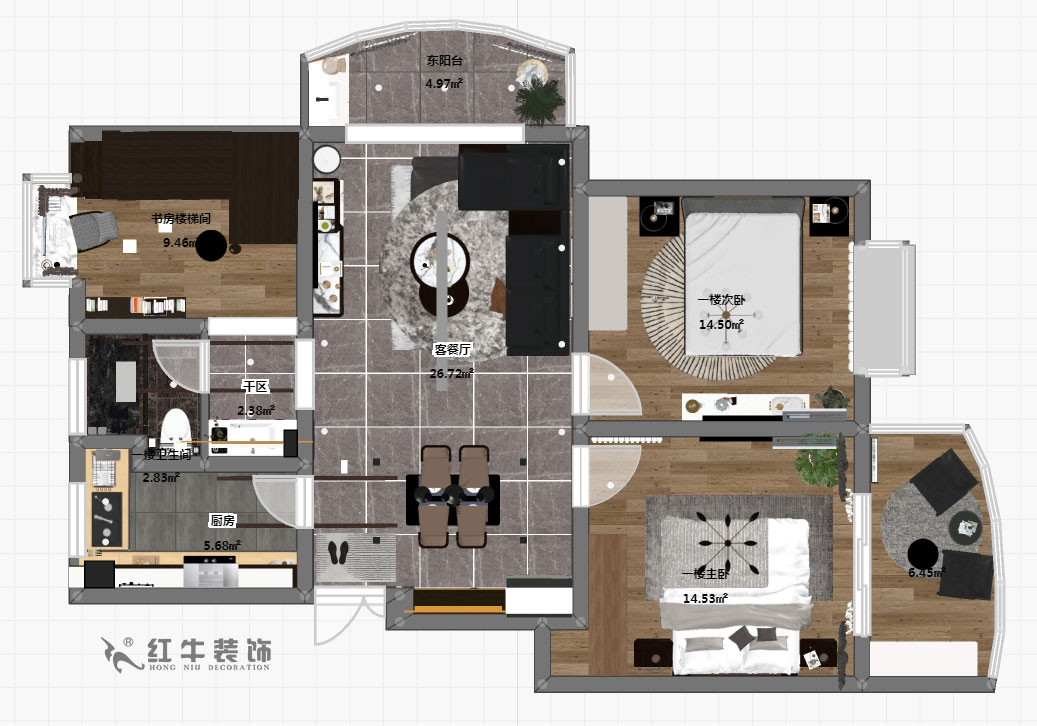 郭志成_墨香山莊25-1101-197㎡-輕奢簡美風(fēng)格_5室3廳2衛(wèi)(老房裝修)_定制家¥260180_全包26萬00_05一樓彩平圖