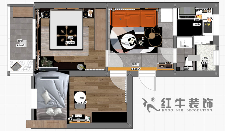 孟憲濤_北秀村22號3-702-60㎡-現(xiàn)代風(fēng)格_2室1廳1衛(wèi)(二手房裝修)_定制家¥89500_全包9萬00_03彩平圖