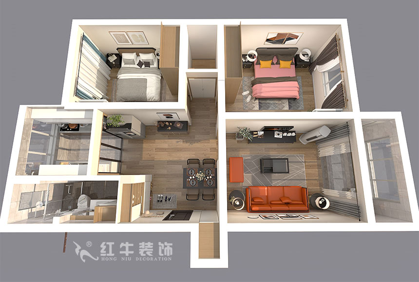 顧娟_全福小區(qū)10-201-90㎡-現(xiàn)代風格_2室2廳1衛(wèi)(舊房裝修)_半包¥66800_全包13萬00_04鳥瞰圖