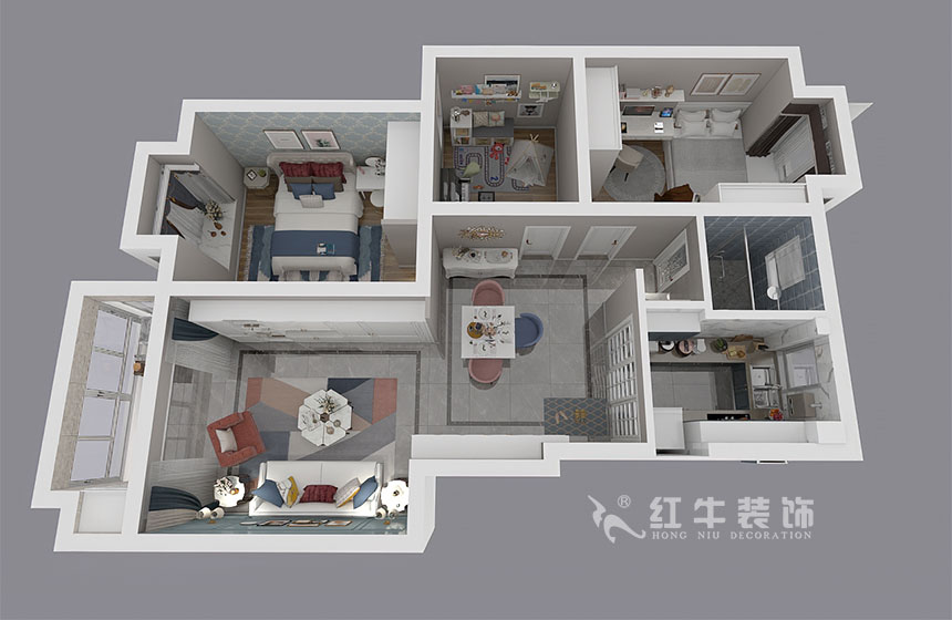 朱明琪_雙和園15-1-702-95㎡-簡(jiǎn)美風(fēng)格_3室2廳1衛(wèi)(老房裝修)_成品家¥128088_全包13萬(wàn)00_04鳥瞰圖