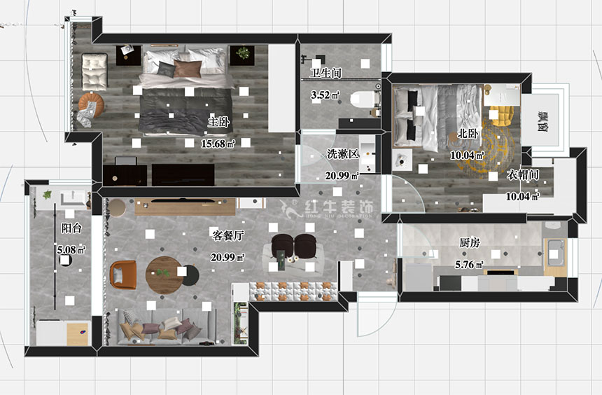 張智猿_紫金明珠5-2-304-82㎡-現(xiàn)代簡約風(fēng)格_2室2廳1衛(wèi)(老房裝修)_成品家¥127797_全包12