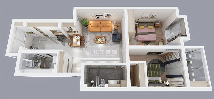 魏明花_標(biāo)營4號17-2-203-94㎡-現(xiàn)代簡約風(fēng)格_2室2廳1衛(wèi)(二手房裝修)_成品家¥134154_全包13