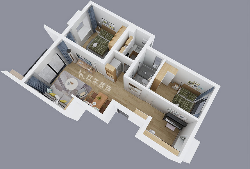 陸利民_紅豆香江華庭5-2-104-87㎡-現(xiàn)代風(fēng)格_3室2廳1衛(wèi)(新房裝修)_定制家¥114000_全包12萬(wàn)00_04鳥瞰圖