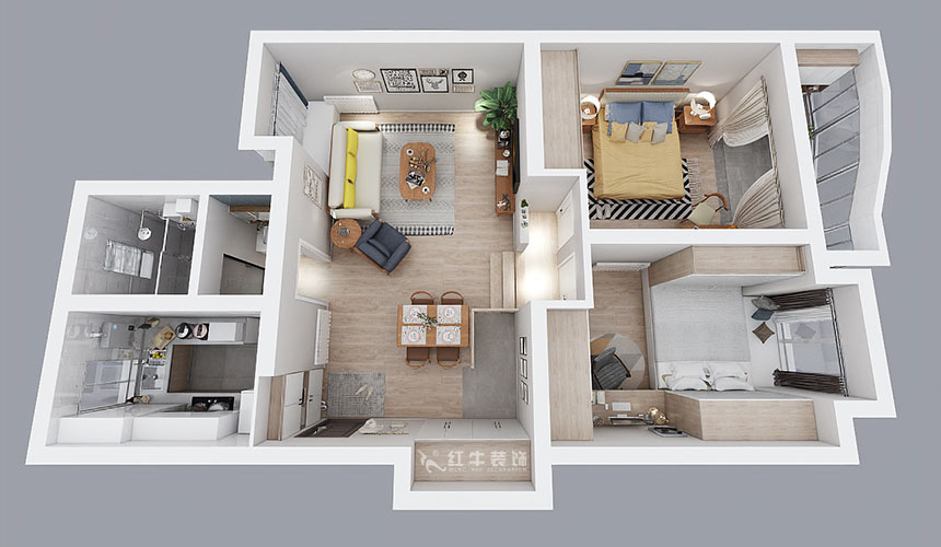 劉萍萍_楓丹白露10-101-87㎡-北歐風(fēng)格_2室2廳1衛(wèi)(老房裝修)_定制家¥127380_全包12