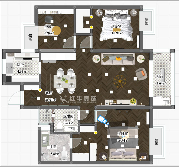 陸利民_萬(wàn)科金域藍(lán)灣15-1606-117㎡-美式風(fēng)格_2室2廳2衛(wèi)(舊房改造)_成品家¥195800_全包19萬(wàn)00_03彩平圖