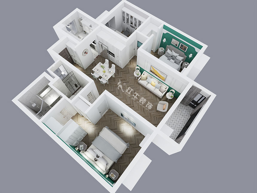 陸利民_萬(wàn)科金域藍(lán)灣15-1606-117㎡-美式風(fēng)格_2室2廳2衛(wèi)(舊房改造)_成品家¥195800_全包19萬(wàn)00_04鳥(niǎo)瞰圖