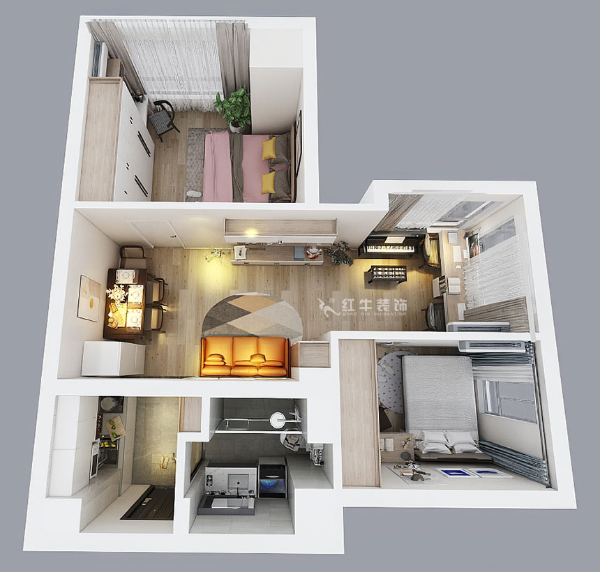 吳波_紫鑫國際公寓1210-55㎡-現(xiàn)代風格_2室1廳1衛(wèi)（舊房裝修）_定制家￥71000_全包7