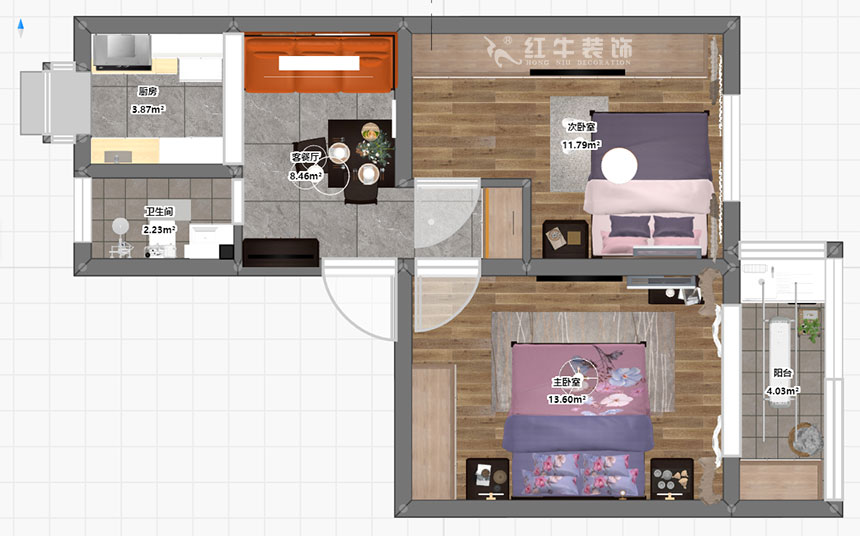 朱明琪|龍蟠中路484-202-56㎡-現(xiàn)代風(fēng)格|2室1廳1衛(wèi)|老房裝修|定制家¥85969|全包9萬|00_03彩平圖