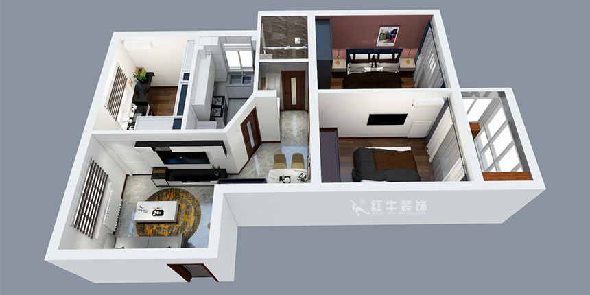 張智猿|盛和家園南區(qū)6-1-1301-80㎡-現(xiàn)代簡約風(fēng)格|3室2廳1衛(wèi)|老房裝修|定制家¥106397|全包11萬|00_04鳥瞰圖