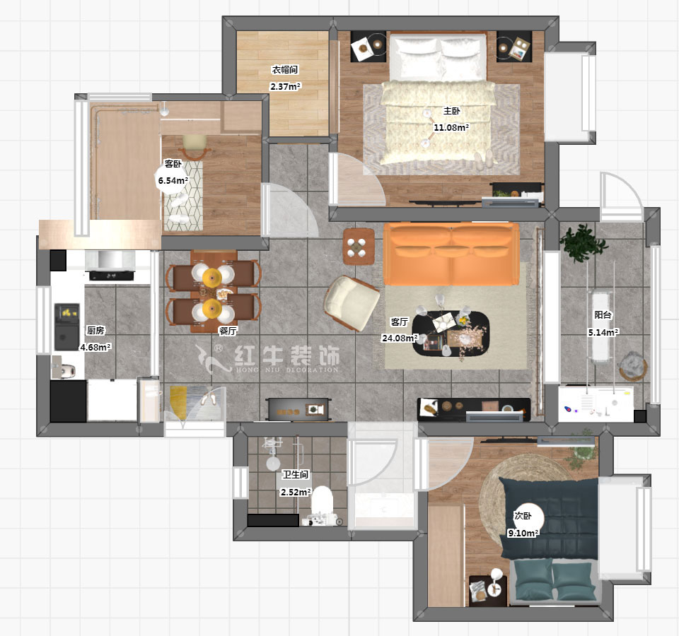 顧娟|紅豆香江華庭4-3-105-89㎡-現(xiàn)代風(fēng)格|2室2廳1衛(wèi)|新房裝修|定制家¥108740|全包12萬|00_03彩平圖