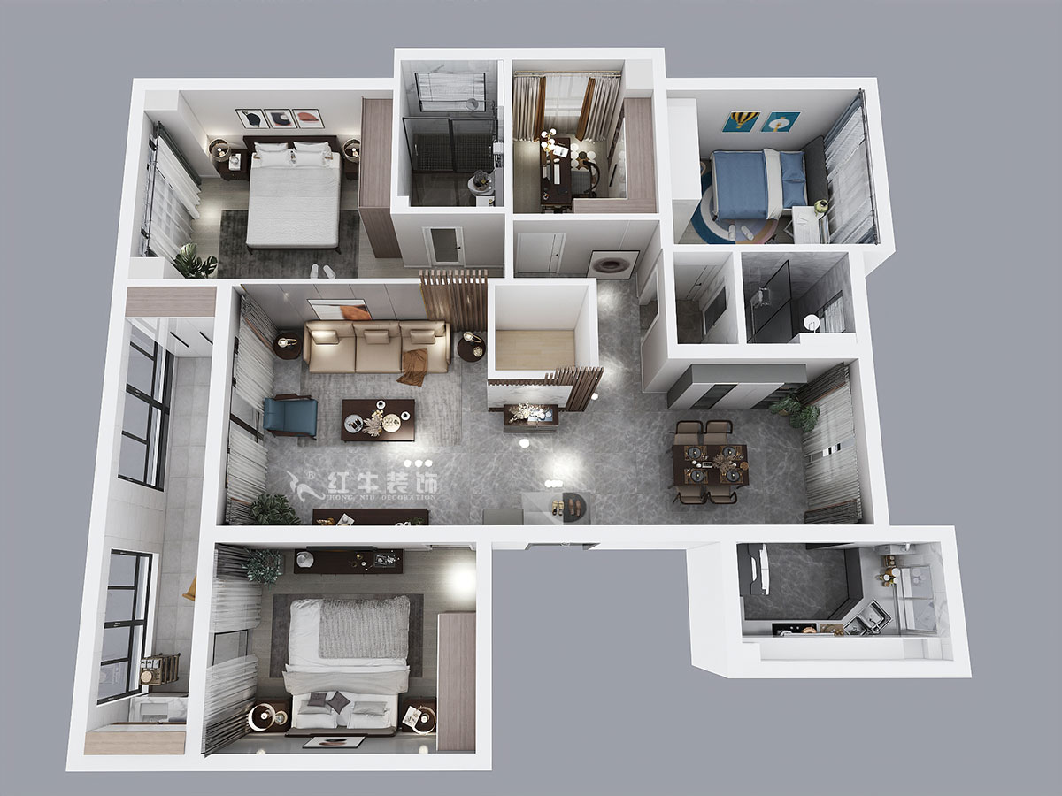 吳波｜綠城玫瑰園24-3-406-145㎡-現(xiàn)代風格｜4室2廳1衛(wèi)｜新房裝修｜定制家￥163724｜全包16