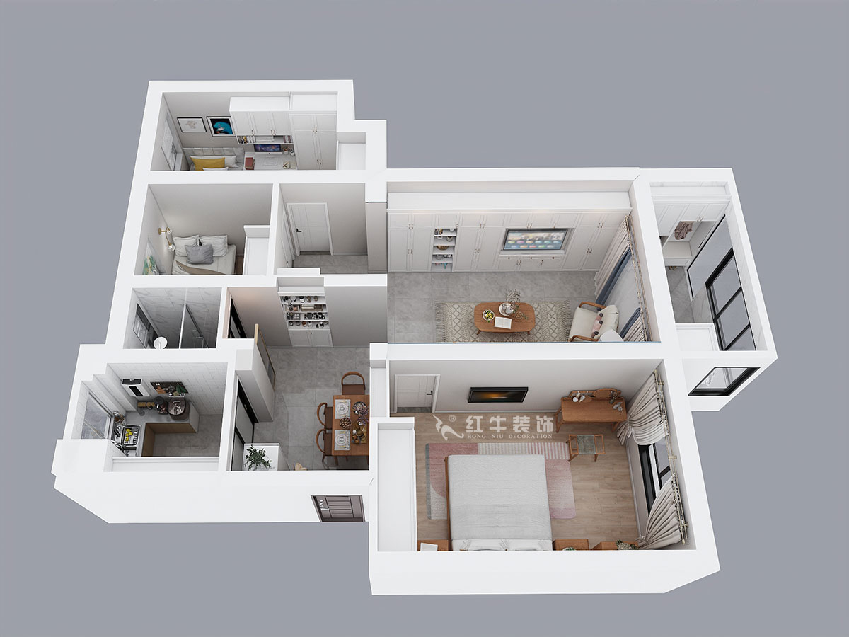 魏明花｜水佑崗22-2-103-80㎡-現(xiàn)代簡約風(fēng)格｜3室2廳1衛(wèi)｜二手房裝修｜成品家￥135494｜全包13