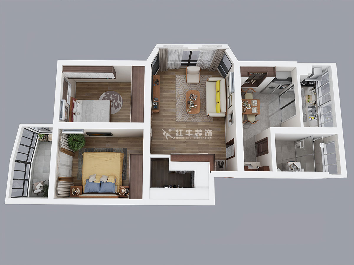 朱彥|龍?bào)椿ㄔ?-5-302-86㎡-簡約風(fēng)格|3室2廳1衛(wèi)|老房裝修|定制家¥97500|全包10萬|00_04鳥瞰圖