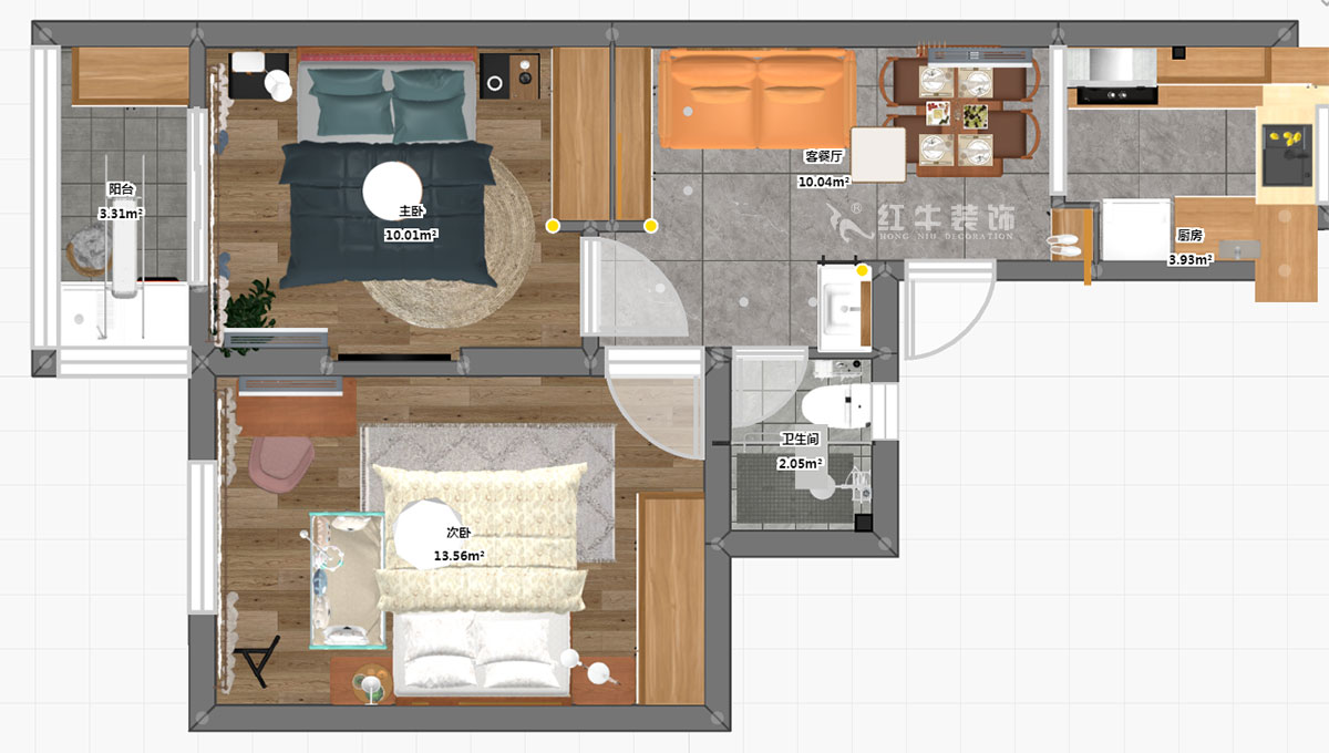 劉小勇|水佐崗48巷5號(hào)院9-402-56㎡-現(xiàn)代風(fēng)格|2室1廳1衛(wèi)|老房裝修|定制家¥120000|全包9