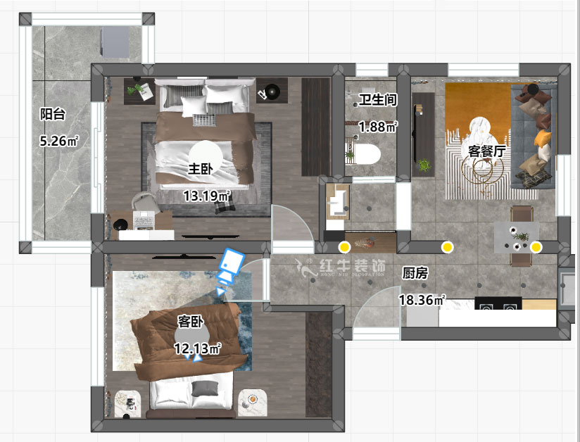 劉曉芳|大樹(shù)根24-7(401)-63㎡-現(xiàn)代風(fēng)格|2室2廳1衛(wèi)|老房裝修|定制家¥94000|全包9