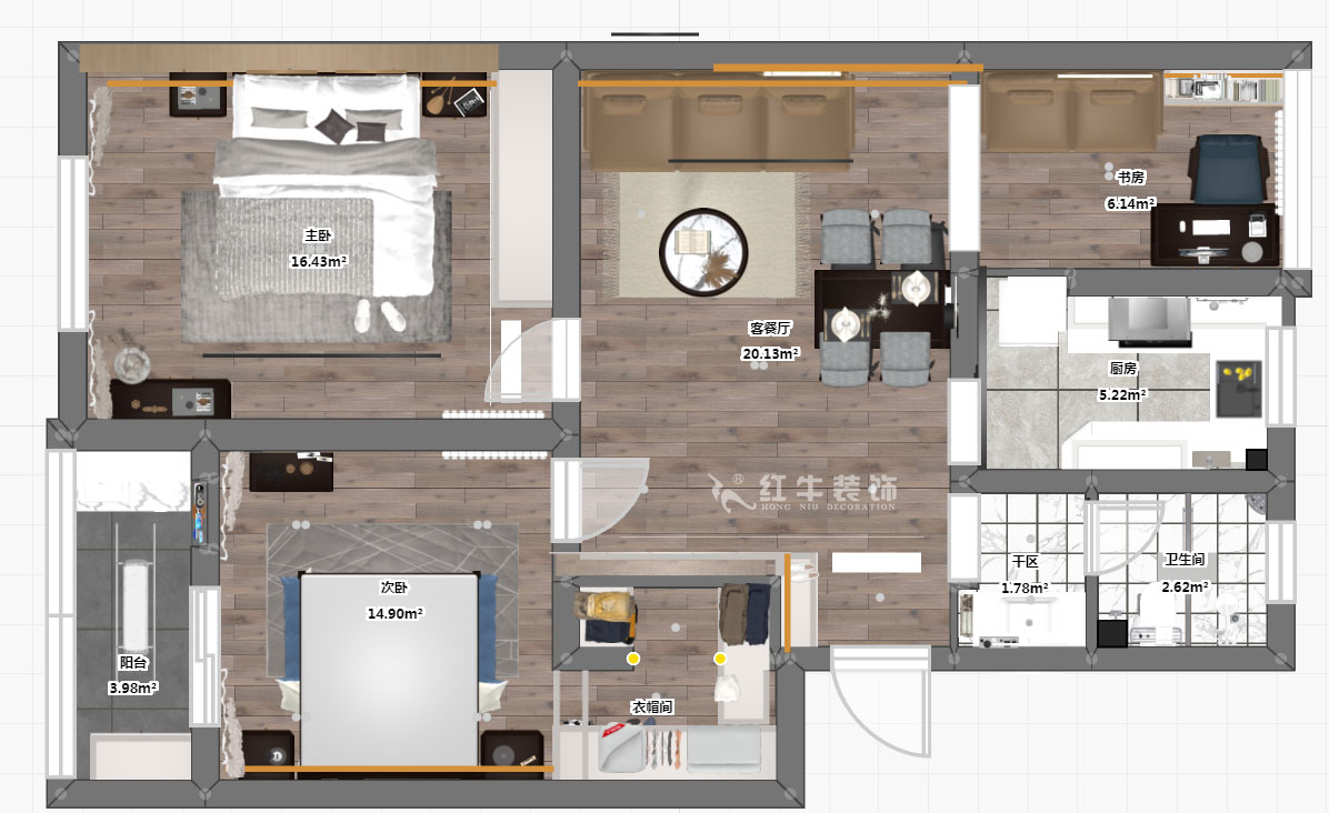 孟憲濤|苜蓿園大街238號(hào)4-3-706-88㎡-簡(jiǎn)約風(fēng)格|3室1廳1衛(wèi)|老房裝修|定制家¥135121|全包14萬(wàn)|00_03彩平圖