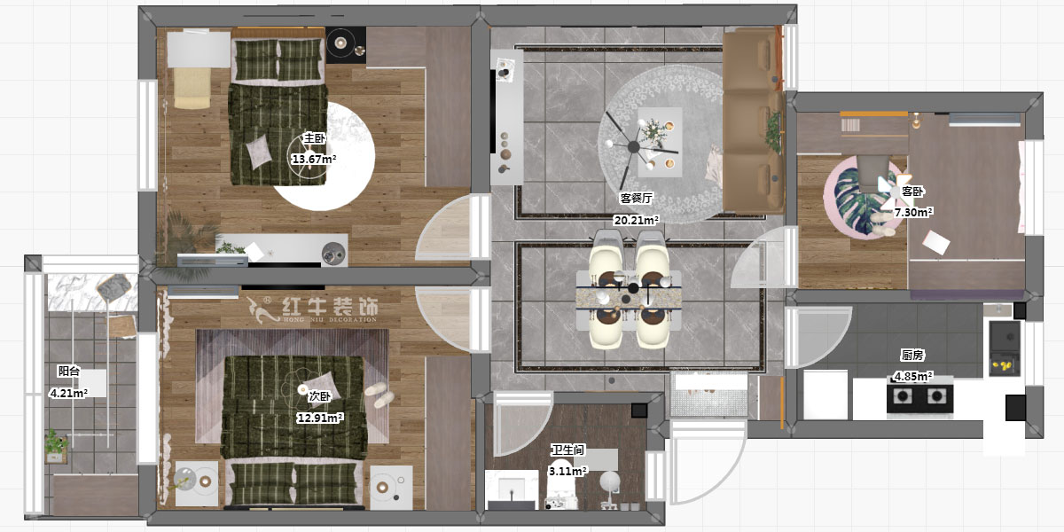 孟憲濤|寧康苑12-3-205-84㎡-簡(jiǎn)約風(fēng)格|3室1廳1衛(wèi)|老房裝修|定制家¥113603|全包12萬|00_03彩平圖
