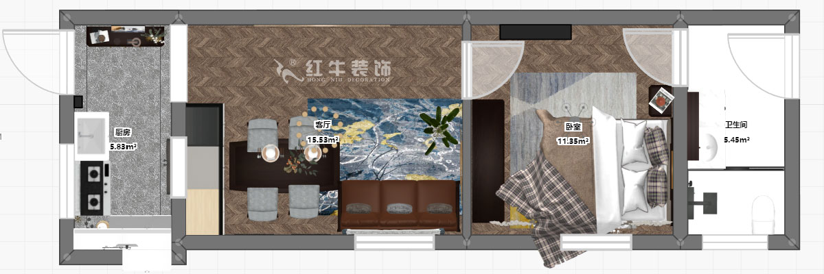 朱明琪|文昌宮6-101-45㎡-現(xiàn)代簡約風(fēng)格|1室1廳1衛(wèi)|老房裝修|定制家¥84206|全包9萬|00_03彩平圖